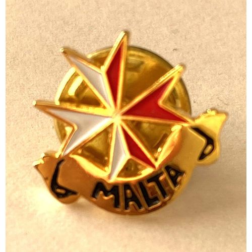 Pins Croix De Malte Malta Blason Ecusson Armoiries / Base Dorée