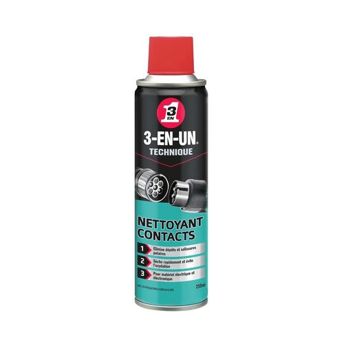 KAL-3-En-Un Technique Nettoyant Contact Aérosol Action Et Séchage Rapides Sans Rinçage Et Sans Résidus Compatible Tous Métaux, Vinyles, Plastiques Et Caoutchoucs 250 Ml