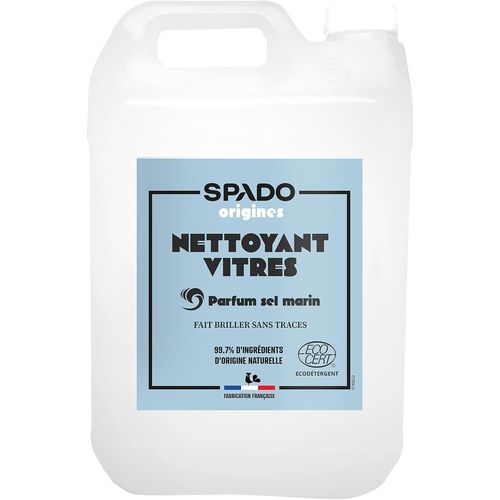 KAL-Spado Origines -Nettoyant Vitres -99,7% D`Ingrédients D`Origine Naturelle -Au Vinaigre Blanc Et À L'Alcool De Betterave -Parfum Naturel Sel Marin -Ecocert -5L -Fabrication Française