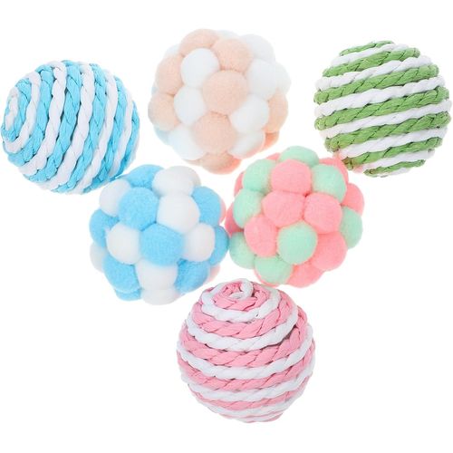 KAL-Pièces Jouets Peluche Pour Avec Balles Sisal Et Cloche Jouets Interactifs Pour Intérieur Amusants Et Durables