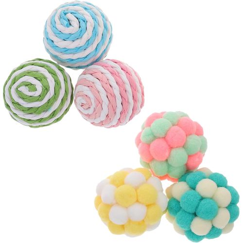 KAL-6Pièces Balles À Mordre Pour Chat De Jouets Peluche Interactifs Balles Amusantes Pour Et Interaction De Votre Chaton
