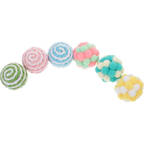 KAL-6Pièces Balles À Mordre Pour Chat Lot De Peluche Colorées Jouets Interactifs Pour Balles Amusantes Pour Et Stress Animaux