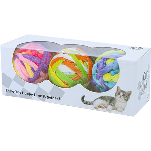 KAL-Balles Interactives Pour Chat, 3 Pièces, Jouets De Dentition Doux Colorés Avec Clochettes, Réduction Du Stress, Fournitures De Nettoyage Des Dents, Jeu Et Enrichissement D'Intérieur Pour Chaton,