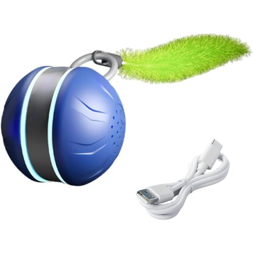 KAL-Jouet Interactif Pour Chat, Balle Roulante Rechargeable, Accessoire De Jeu En Plumes Douces, 6,8 X 5,1 X 4,6 Cm, Compact Et Intelligent, Design Résistant À La Mastication Pour Chaton D'Intérieur