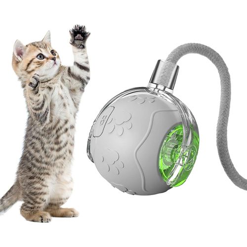 KAL-Jouets Interactifs Pour Chat, Balle À Rouler Automatique, Jouets Interactifs Avec Corde, Accessoires Pour Chats D'Intérieur, Chats Ennuyés, Chiens De Petite Et Moyenne Taille