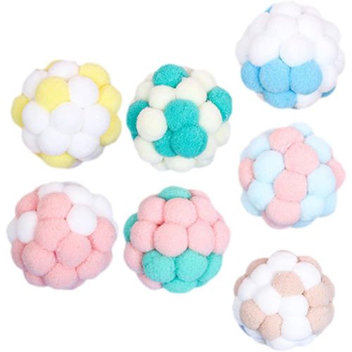 KAL-6Pièces Jouet Pour Chat Avec Cloches Balles De Teaser Colorées Pour Chats Intérieur Amusement Et Interaction Pour Kittens De Jouets Doux Et Élasticités