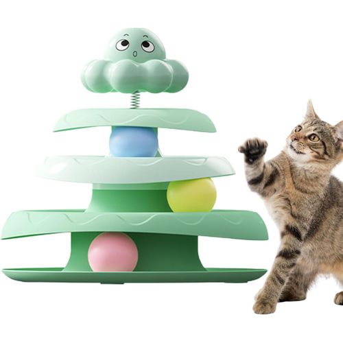 KAL-Jouet Pour Chat À 3 Couches | Jeux De Puzzle Interactifs Antidérapants Pour Petits Espaces, Chasse, Intérieur Et Extérieur, Anniversaire