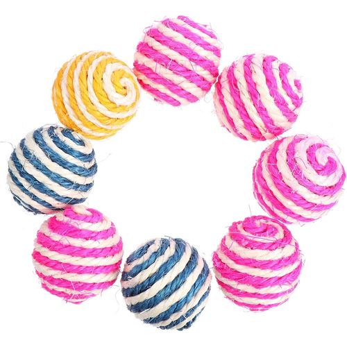 KAL-8Pièces Jouets Pelote Pour Chats Boules À Gratter Sonores Couleurs Aléatoires Accessoires Interactifs Pour Chats À Mâcher Et Jouer