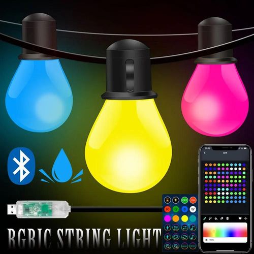 Guirlande D'ampoule Led Intelligente G40, 30m, 50 Ampoules, Feston De Noël, Usb, Guirlande Lumineuse Pour Salle, Jardin Extérieur, Camping, Décoration-30m
