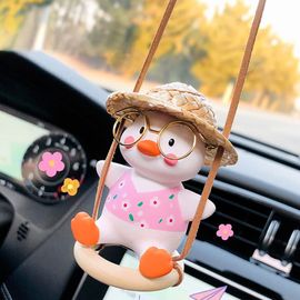 Retroviseur Canard Balancoire Decoration Interieure Pendentif Voiture Accessoires Suspendus Fleur Rose Haut