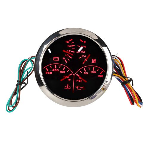 Manometre de pression d'huile 4 en 1 pour bateau, 85 mm, DC 9 a 32 V, en acier inoxydable, etanche a la poussiere, pour camping-car, bateau, yacht, moto, noir, ¡ãF/PSI