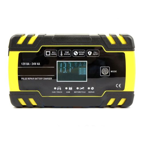 Chargeur De Batterie De Voiture, Mainteneur De Batterie Automatique, Chargeur De Reparation D'impulsions Pour Moto, Camion, Prise Americaine, Jaune, 8 A, Lcd