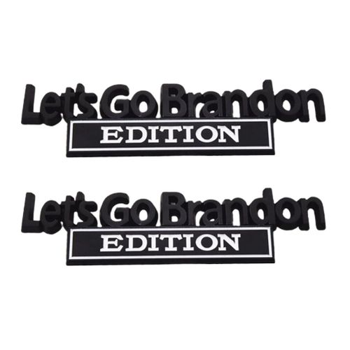 Lot De 2 Autocollants Lateraux De Voiture Let's Go Brandon En Metal, Accessoires De Decoration Pour Voiture