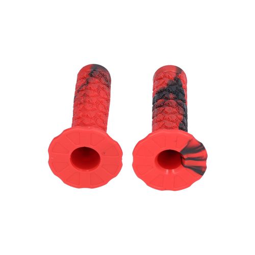 Paire De Poignees De Guidon Antiderapantes En Caoutchouc (22,2 Mm A Gauche Et 2,4 Mm A Droite) Pour Moto, Tout-Terrain, Vtt, Dirt Bike, Rouge