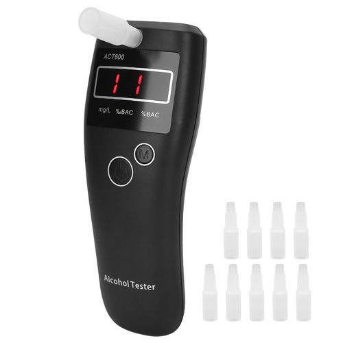Mini Ethylotest, Testeur De Vin, Analyseur De Conduite En Etat D'ivresse, Ecran Lcd Avec 10 Pieces, Bouche D'expiration, Noir
