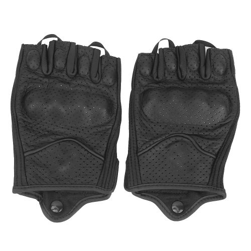 Gants De Moto Demi-Doigts En Cuir Respirants Et Antiderapants, Protection Pour L'equitation Et Le Cyclisme, Taille Xxl