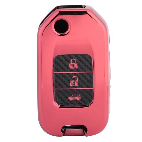 Etui de protection pliable en fibre de carbone pour cle de voiture Honda XRV CRV 13-18, or rose