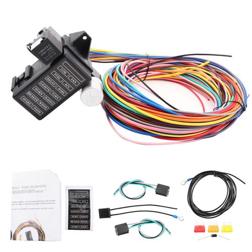 Kit De Cablage Universel Complet Avec Faisceau De Fusibles 12 V Et 14 Circuits Pour Muscle Car Hot Rod Street Rat Xl