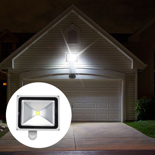 Projecteur Led D'exterieur Ip67 Pour Garage, Detecteur De Mouvement, Eclairage A Induction, 85-285 V, Gris