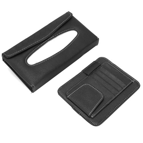 Boite a mouchoirs multifonctionnelle pour voiture, universelle, pare-soleil, toit ouvrant, porte-serviettes en papier, porte-cartes, accessoires decoratifs, noir