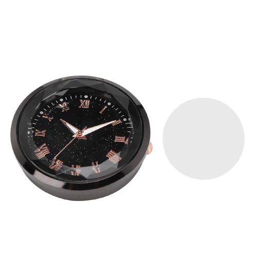 Autocollant D'horloge Electronique Pour Voiture, Decoration Interieure Delicate (Noir)