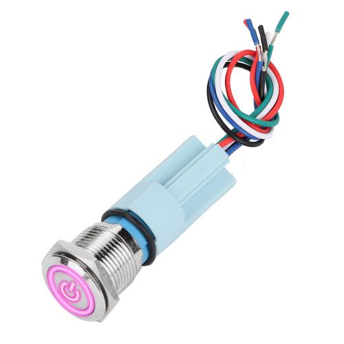 Interrupteur a bouton-poussoir autobloquant etanche pour eclairage LED de voiture, 16 mm, 12 V, avec prise (rouge)