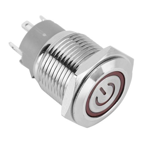 Interrupteur marche/arret a bouton-poussoir a LED A16-10D 12 V 3 A, symbole d'alimentation Angel Eye, metal