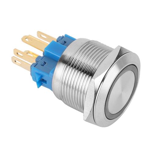 Interrupteur marche/arret a bouton-poussoir a LED A22-11D 12 V 3 A, symbole d'alimentation Angel Eye, metal