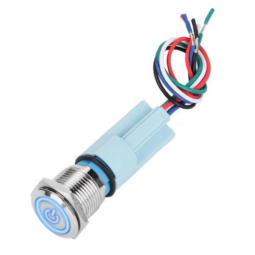 Interrupteur a bouton-poussoir autobloquant etanche pour eclairage LED de voiture, 16 mm, 12 V, avec prise (bleu)