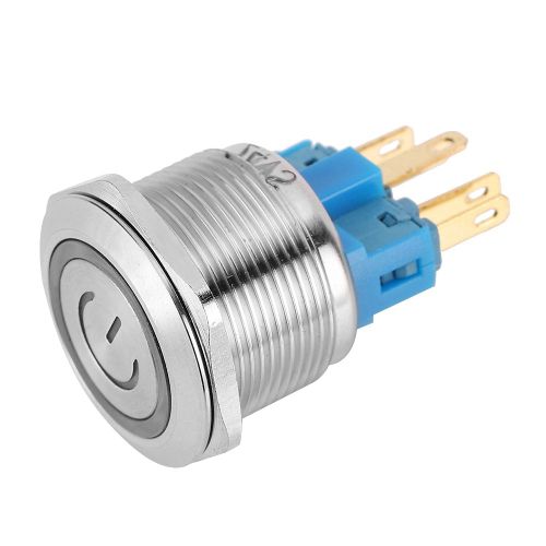 Interrupteur marche/arret a bouton-poussoir en metal avec symbole d'alimentation LED 12 V, oil d'ange