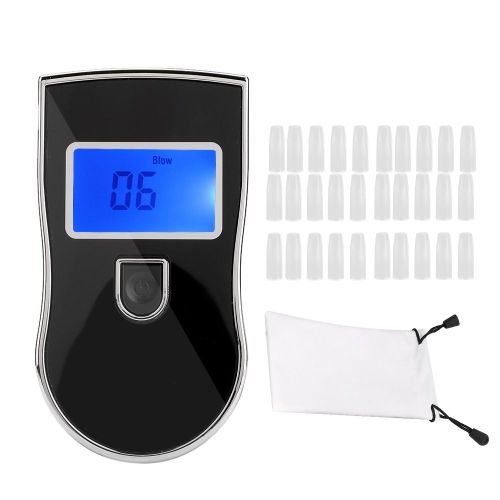 Testeur D'alcoolemie Portable At-818 Avec Ecran Lcd Retroeclaire Et 30 Embouts Buccaux