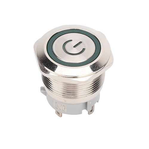 Interrupteur a bouton-poussoir de reinitialisation etanche en metal, symbole d'alimentation universel en acier inoxydable