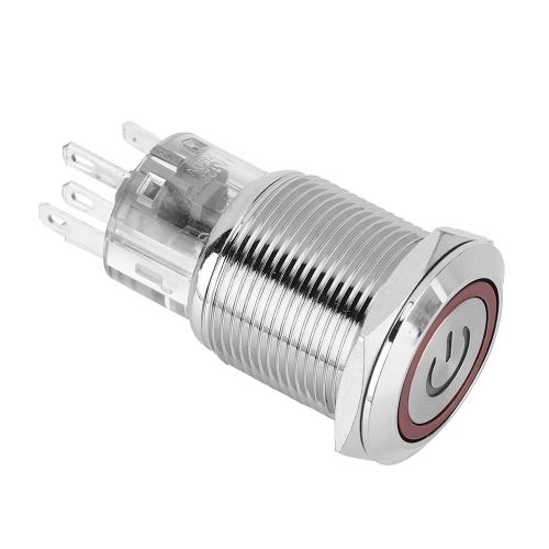 Interrupteur marche/arret a bouton-poussoir a LED 12 V 3 A avec verrouillage automatique et symbole d'alimentation Angel Eye
