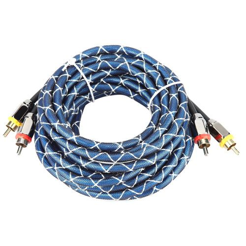 Cable audio RCA de 4,5 m pour systeme audio de voiture, bleu