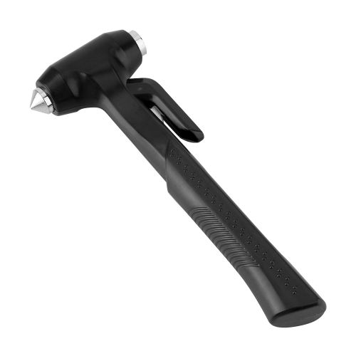 Marteau de securite pour voiture, outil d'evacuation d'urgence en acier, coupe-ceinture de securite, brise-vitre (noir grand format)
