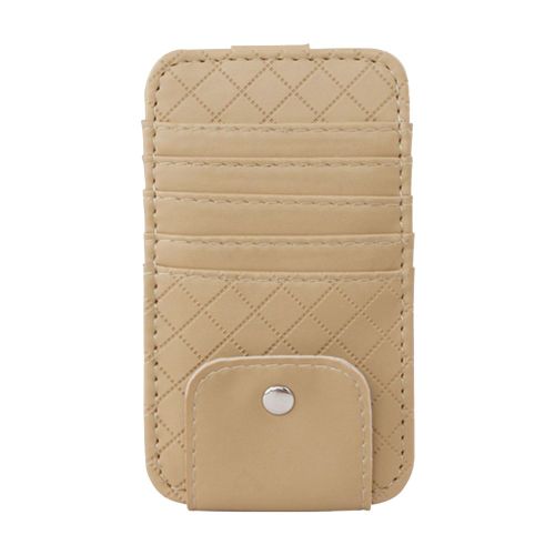 Porte-Cartes Et Billets En Cuir Pu Pour Pare-Soleil De Voiture, Sac De Rangement Multifonctionnel Avec Clip (Beige)