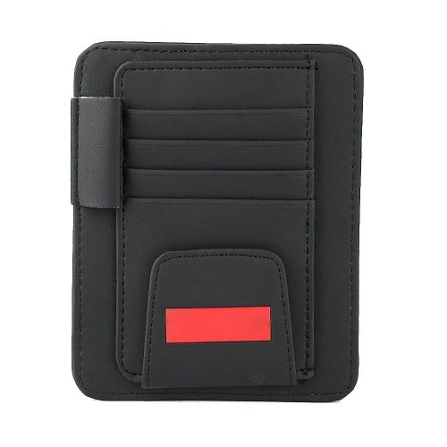 Porte-Cartes Et Billets Pour Pare-Soleil De Voiture, Sac De Rangement Multifonctionnel En Cuir Pu Avec Clip Pour Lunettes