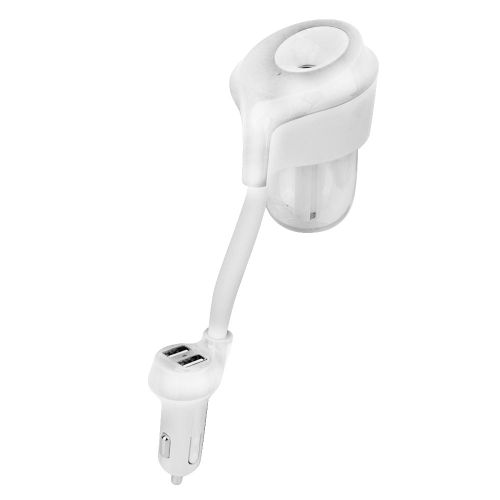 Humidificateur d'air pour voiture, purificateur d'air, aromatherapie, avec double chargeur USB (blanc)