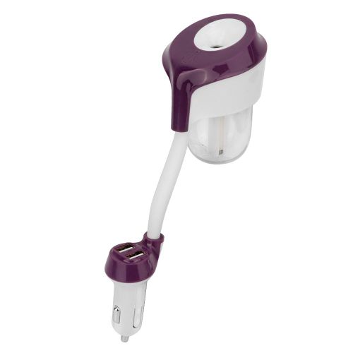 Humidificateur d'air pour voiture, purificateur d'air, aromatherapie, avec double chargeur USB (violet)
