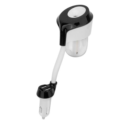 Humidificateur d'air pour voiture, purificateur d'air, aromatherapie, avec double chargeur USB (noir)