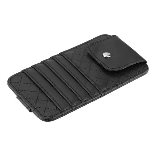 Porte-Cartes Et Billets Pour Pare-Soleil De Voiture, Sac De Rangement Multifonctionnel En Cuir Pu Avec Clip Pour Lunettes