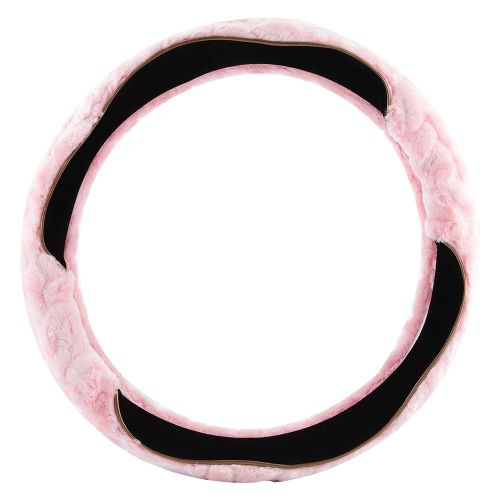 Housse De Volant Courte En Peluche Douce Rose, Protection Chaude Pour L'hiver, Accessoire De Voiture