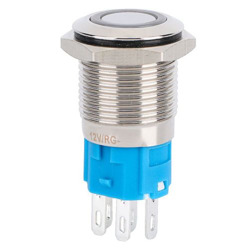 Interrupteur a bouton-poussoir momentane a tete plate de 16 mm avec eclairage LED 12 V pour voiture