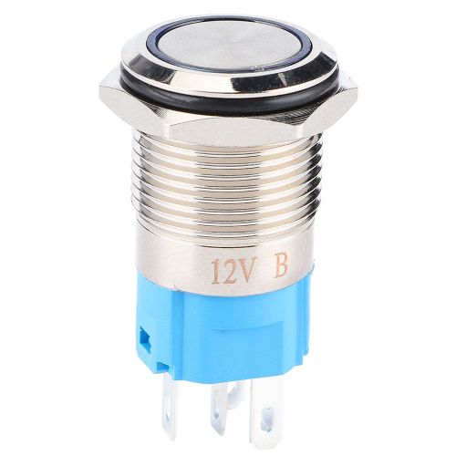 Interrupteur a bouton-poussoir momentane a tete plate de 16 mm avec eclairage LED 12 V pour voiture
