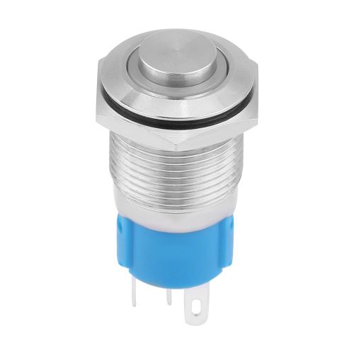 Interrupteur a bouton-poussoir metallique autobloquant a tete haute de 16 mm avec voyant LED 12 V (vert)
