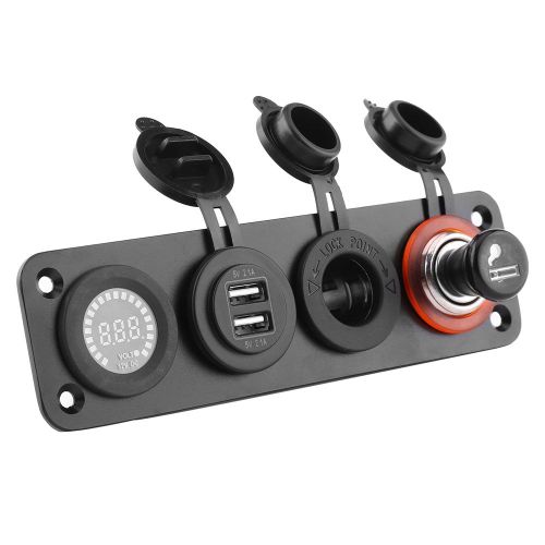 Panneau A 4 Trous, Double Chargeur Usb, Voltmetre, Prise Allume-Cigare Pour Voiture, Bateau, Yacht, Camping-Car