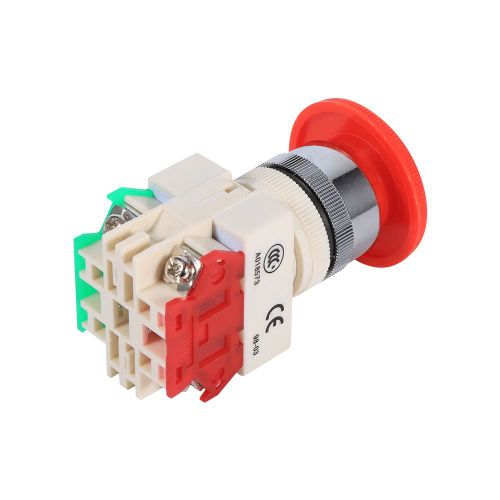 Interrupteur d'arret d'urgence a bouton-poussoir 22 mm 600 V 10 A, bouton-poussoir champignon a verrouillage, neuf