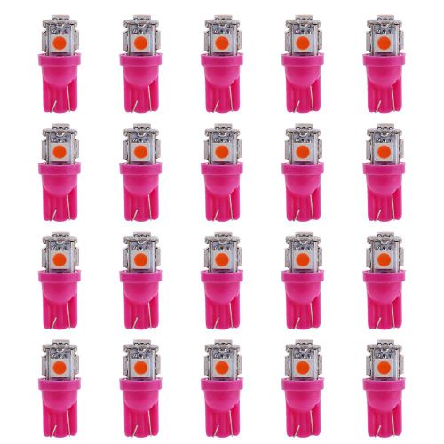 Lot De 20 Ampoules Led T10 5050 12 V, 5 Smd, Super Lumineuses, Roses