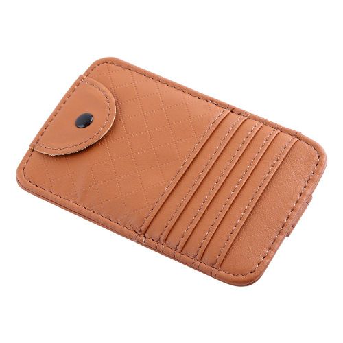 Porte-Lunettes De Soleil Universel En Cuir Pu Pour Voiture, Porte-Cartes, Billets, Clip, Marron