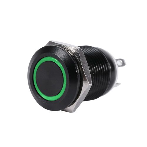 Interrupteur a bouton-poussoir momentane pour eclairage LED de voiture, 12 mm, boitier noir, 2 A